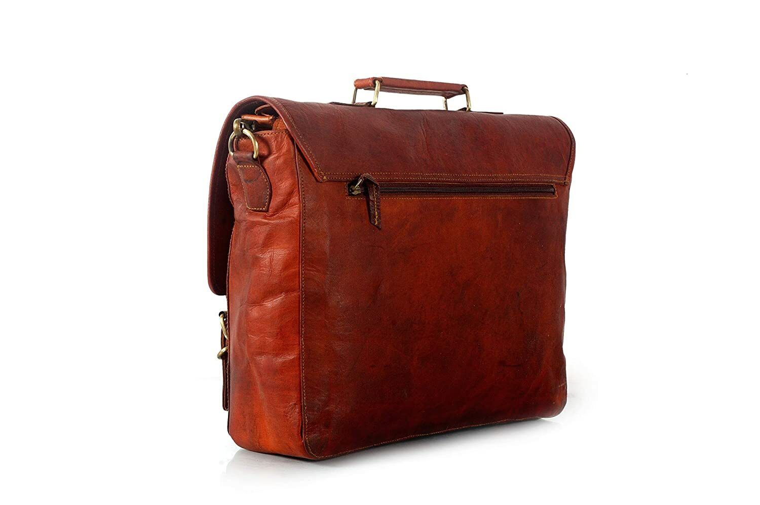 Men's Genuine Leather Vintage Laptop Push Lock Briefcase Bag Satchel Messenger 24Hr Smart