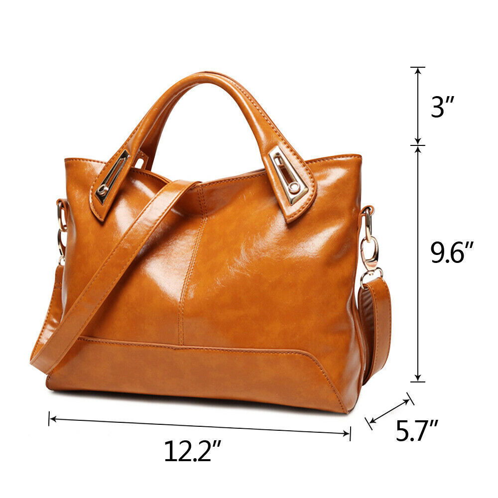 Women Large Soft PU Leather Tote Crossbody Satchel Shoulder Handbag Shopping Bag 24Hr Smart