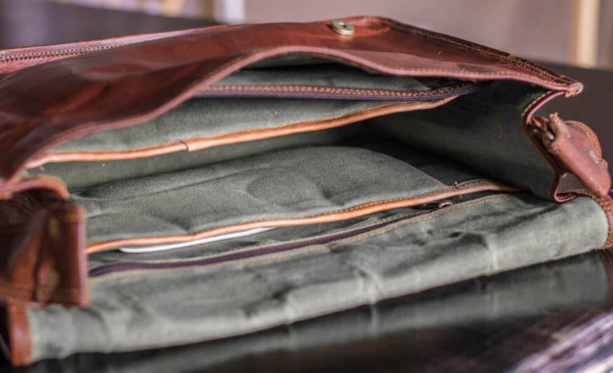 Men's Leather Messenger Bags Shoulder Business Briefcase Laptop Bag Handmade