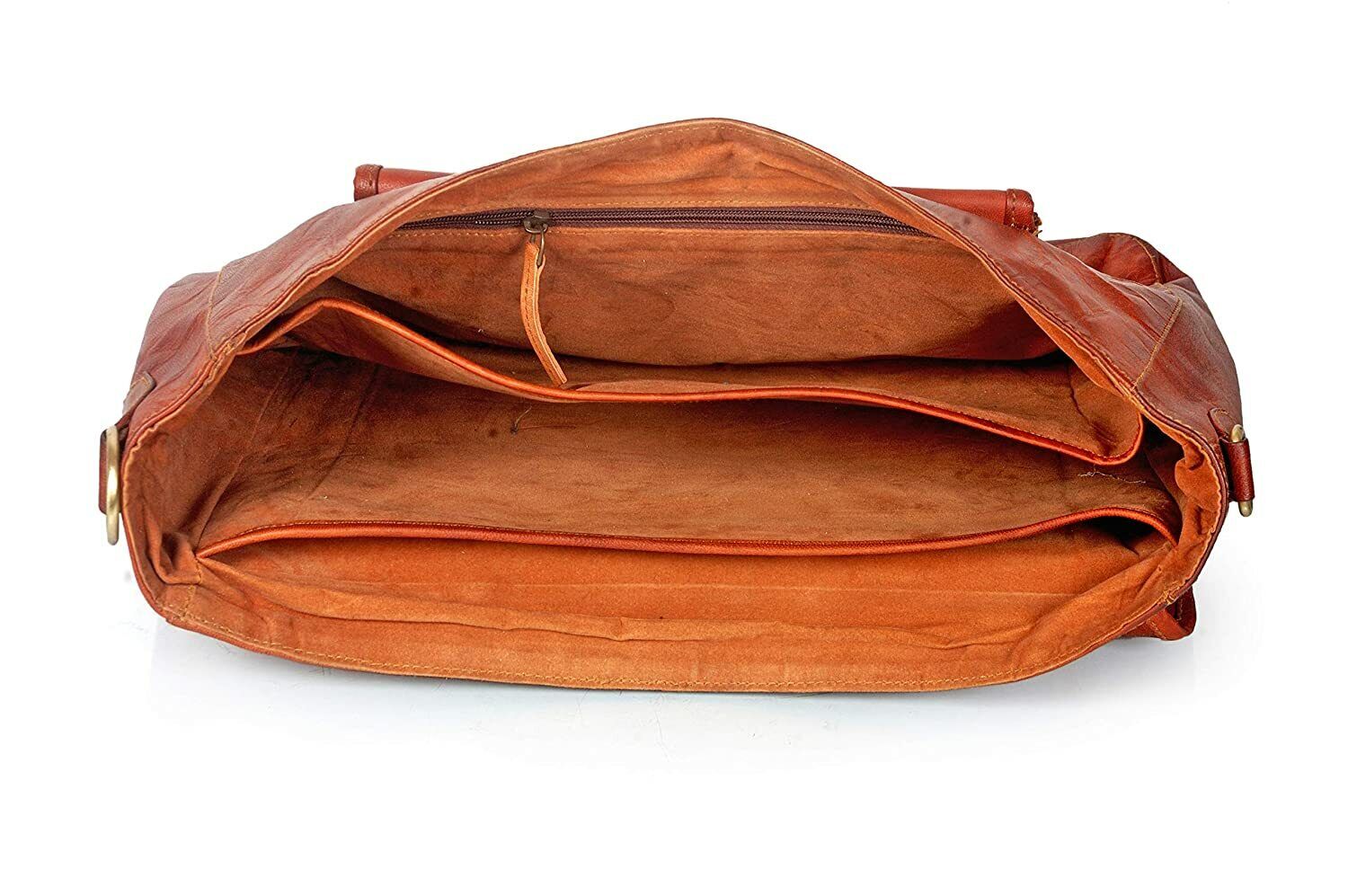 Men's Genuine Leather Vintage Laptop Push Lock Briefcase Bag Satchel Messenger 24Hr Smart