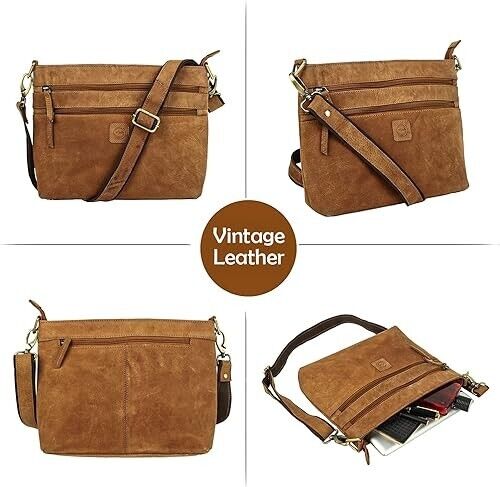 Handmade Vintage leather Shoulder Purse Women's Crossbody Handbags Casual Bag 24Hr Smart