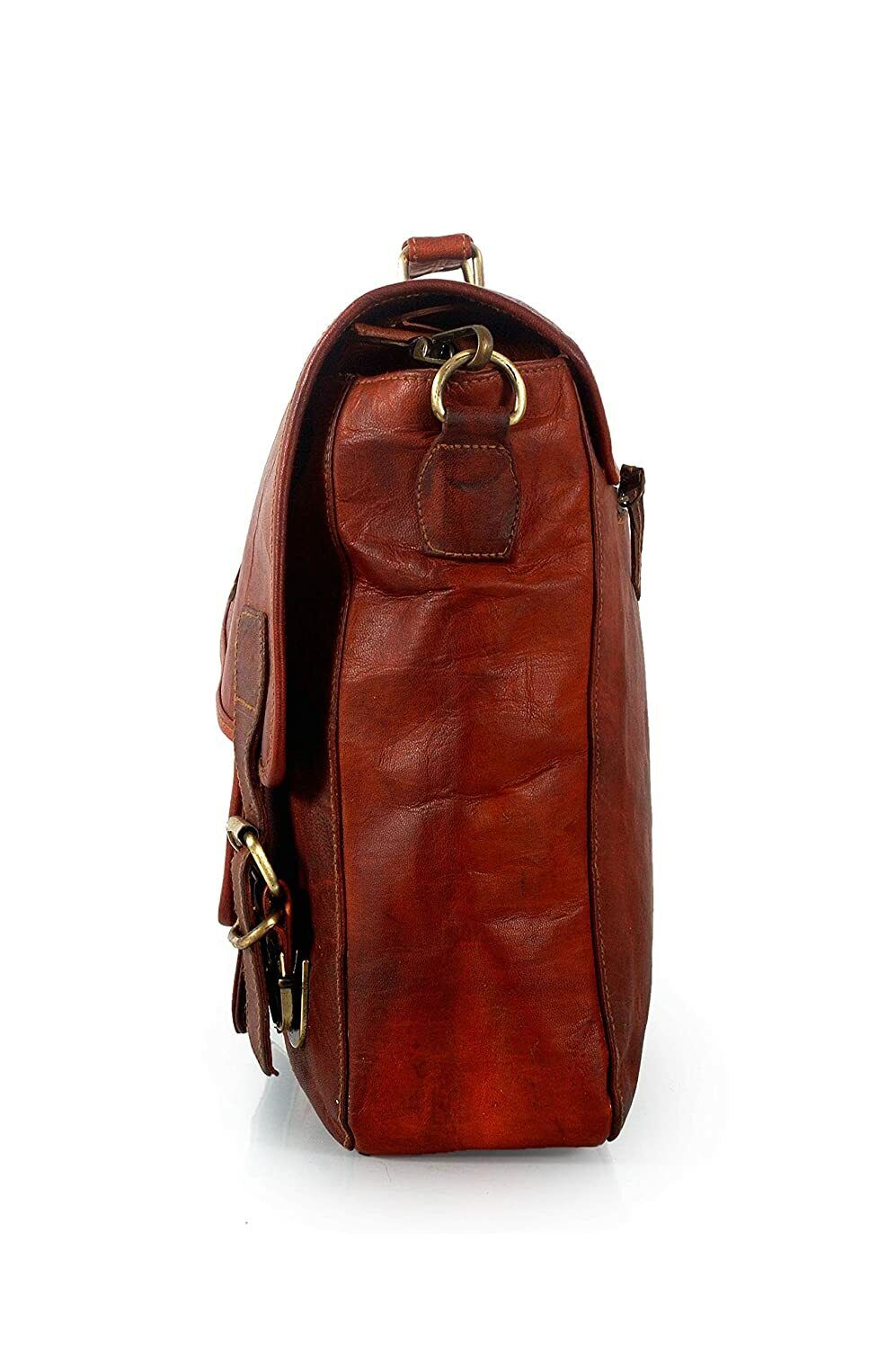 Men's Genuine Leather Vintage Laptop Push Lock Briefcase Bag Satchel Messenger 24Hr Smart