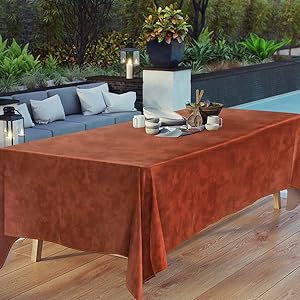 Linkidea Vegan Leather Table Cloth, Outdoor Camping Table Cover, 85" x 55" Wipeable Rectangle Dining Table Pads Protector for Coffee Table, Dining Room Table 24Hr Smart
