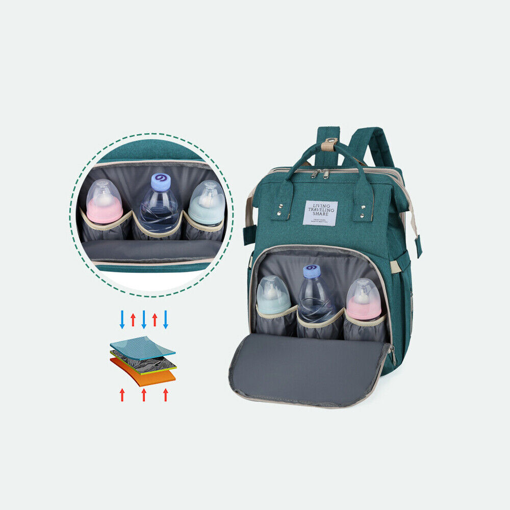 Waterproof 3 in 1 Baby Diaper Bag Backpack with Bassinet Changing Station Travel 24Hr Smart