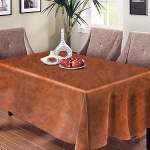 Linkidea Vegan Leather Table Cloth, Outdoor Camping Table Cover, 85" x 55" Wipeable Rectangle Dining Table Pads Protector for Coffee Table, Dining Room Table 24Hr Smart