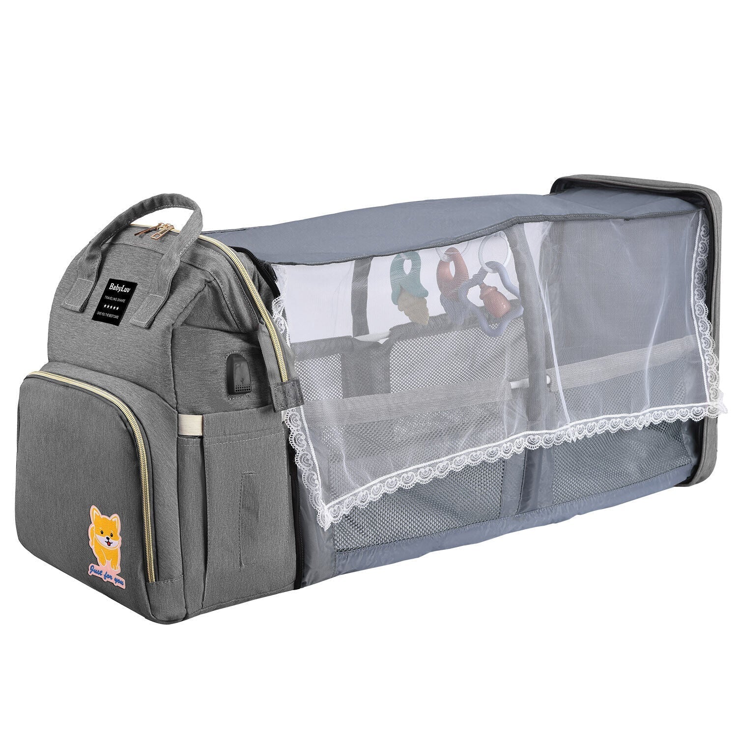 3-in-1 Baby Diaper Bag Backpack with Changing Station Portable Mommy Travel Bag 24Hr Smart