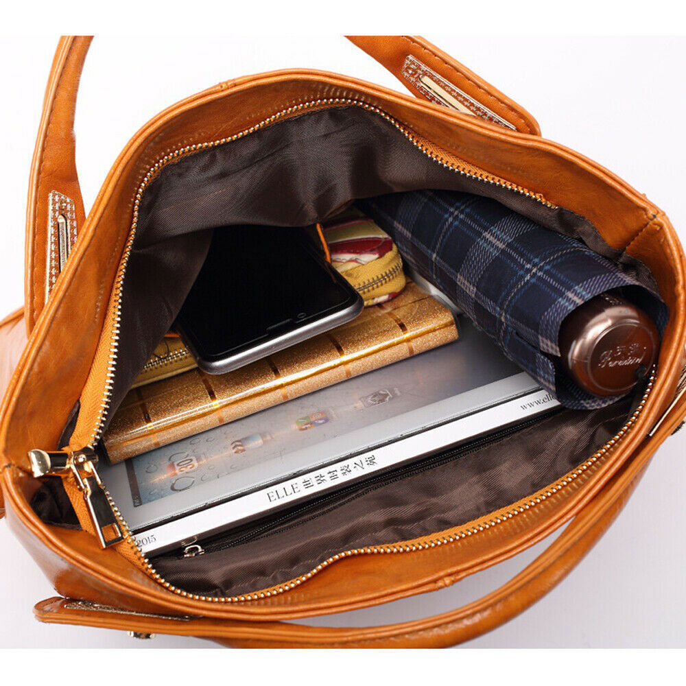 Women Large Soft PU Leather Tote Crossbody Satchel Shoulder Handbag Shopping Bag 24Hr Smart