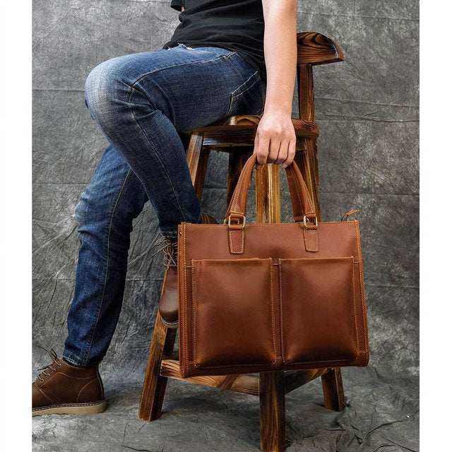 The Dagmar Leather Briefcase | Vintage Leather Messenger Bag 24Hr Smart