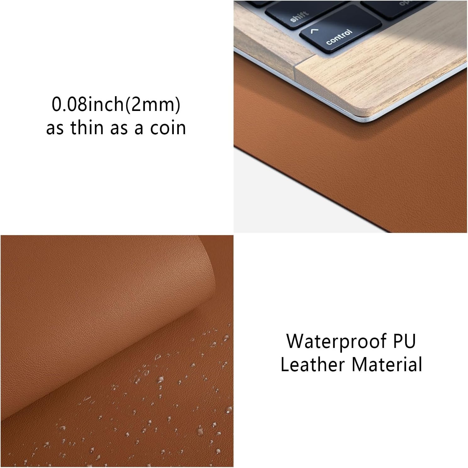 Leather Desk Pad Protector, Mouse Pad, Non-Slip Computer Mat for Desk, PU Leather Office Desk Mat for Home & Office, Waterproof Laptop Desk Blotter Pad for Keyboard and Mouse 24Hr Smart