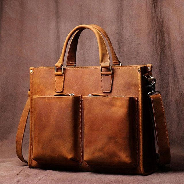 The Dagmar Leather Briefcase | Vintage Leather Messenger Bag 24Hr Smart