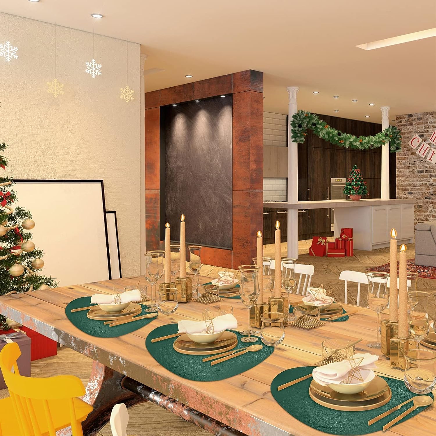 Herda Faux Leather Round Placemats Set of 4 Wipeable Washable Heat Resist Table Mats 24Hr Smart