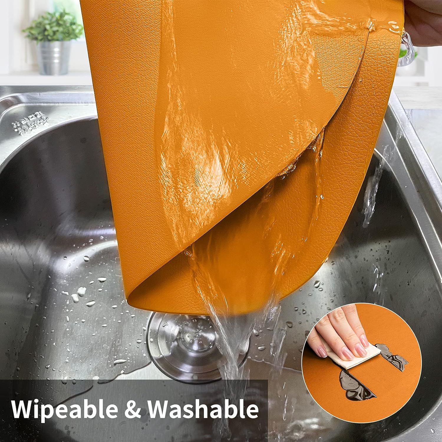 Herda Faux Leather Round Placemats Set of 4 Wipeable Washable Heat Resist Table Mats 24Hr Smart