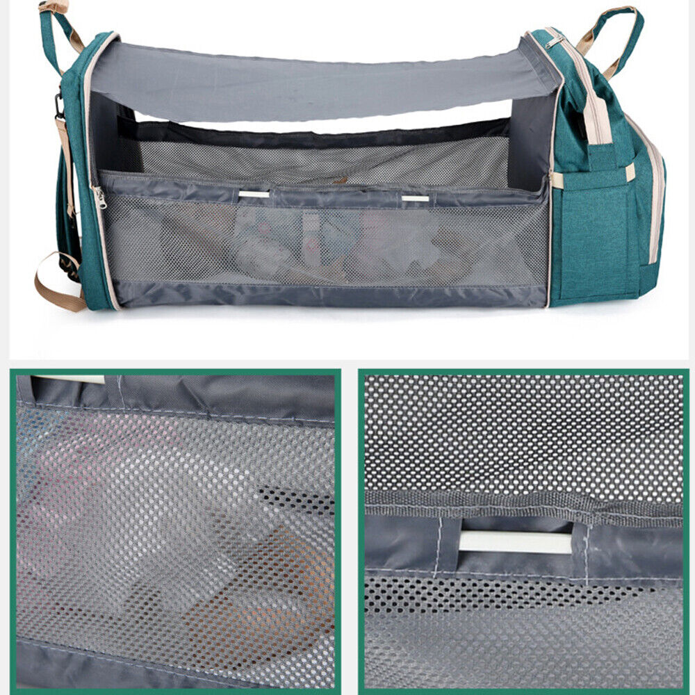 Waterproof 3 in 1 Baby Diaper Bag Backpack with Bassinet Changing Station Travel 24Hr Smart