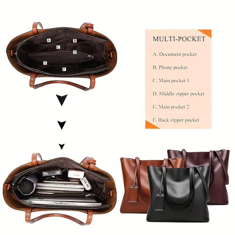 Fashion Classic Retro Leather Handbag Crossbody Bag Document Briefcase Work Bag Computer Compartment Bag Travel Bag Travel & Valentine's Day Gifts ! 24Hr Smart