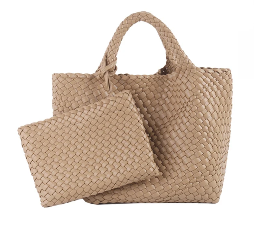 Women PU Leather Knitting Handbag Lady Fashion Classic Tote Female Quality Hand-woven Basket Shoulder Bag Messenger with Purse 24Hr Smart