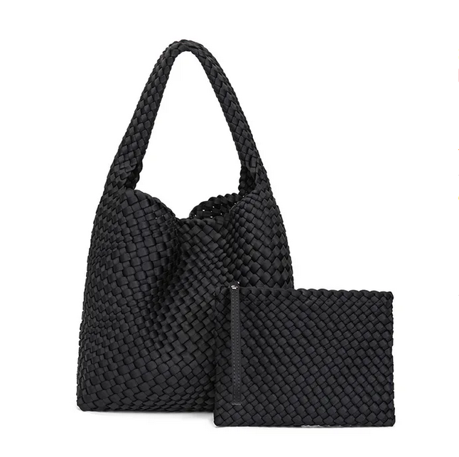 Neoprene Leather Woven Underarm Bag Pure Hand-woven Bags Basket Design Large Capacity Shoulder Bag Commuter Classic Handbag 24Hr Smart