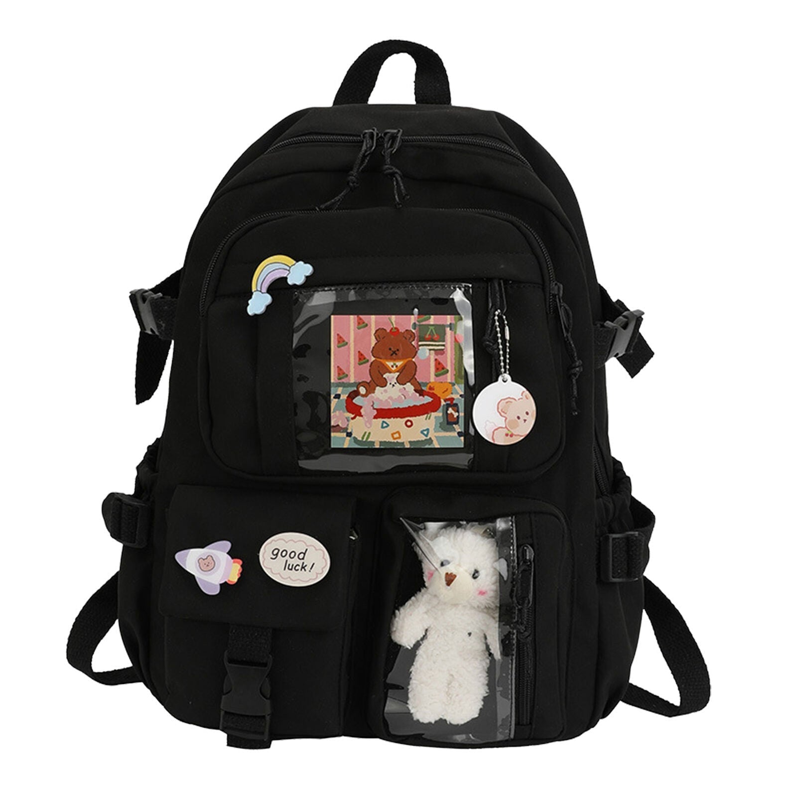 Teens School Backpack Kawaii Cute Bear College Travel Casual Bag for Girls Women 24Hr Smart