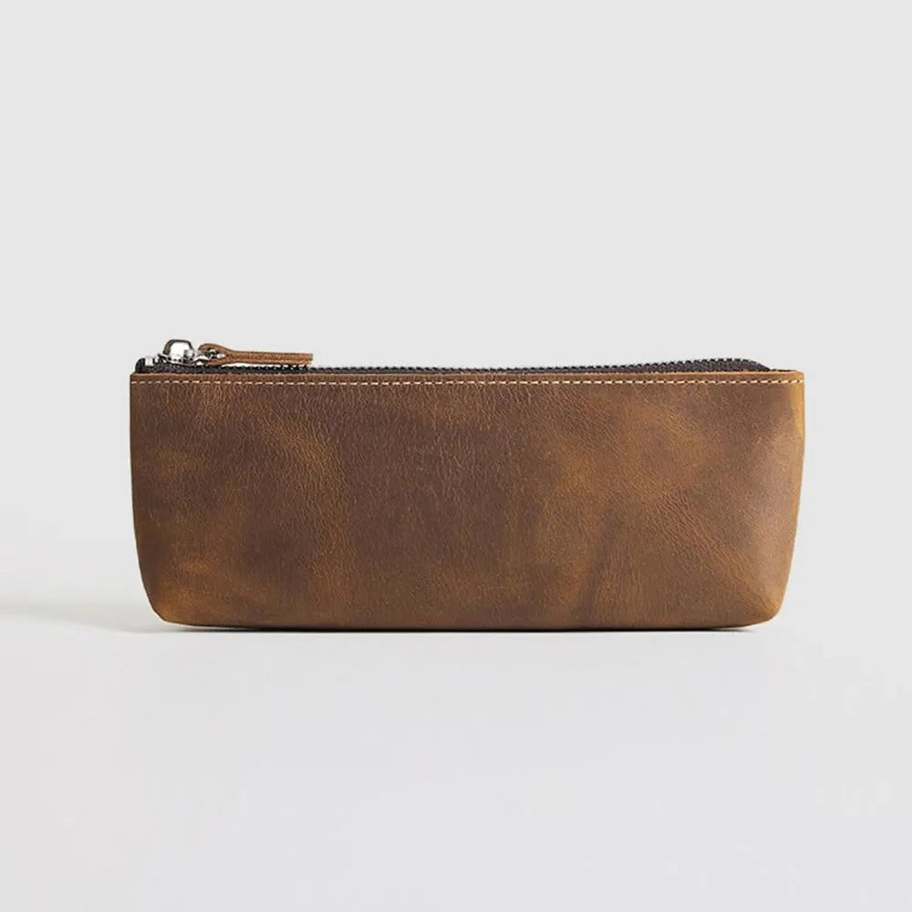 The Pallavi | Handmade Leather Pencil Case - Leather Makeup Bag 24Hr Smart