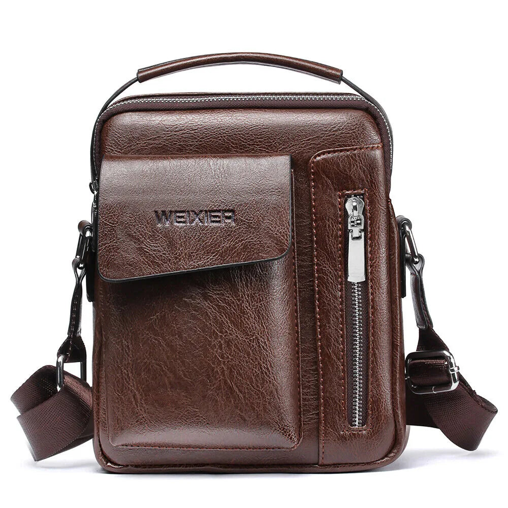 Men's PU Leather Messenger Bag Waterproof Handbag Cross Body Tote Shoulder Satchel 24Hr Smart