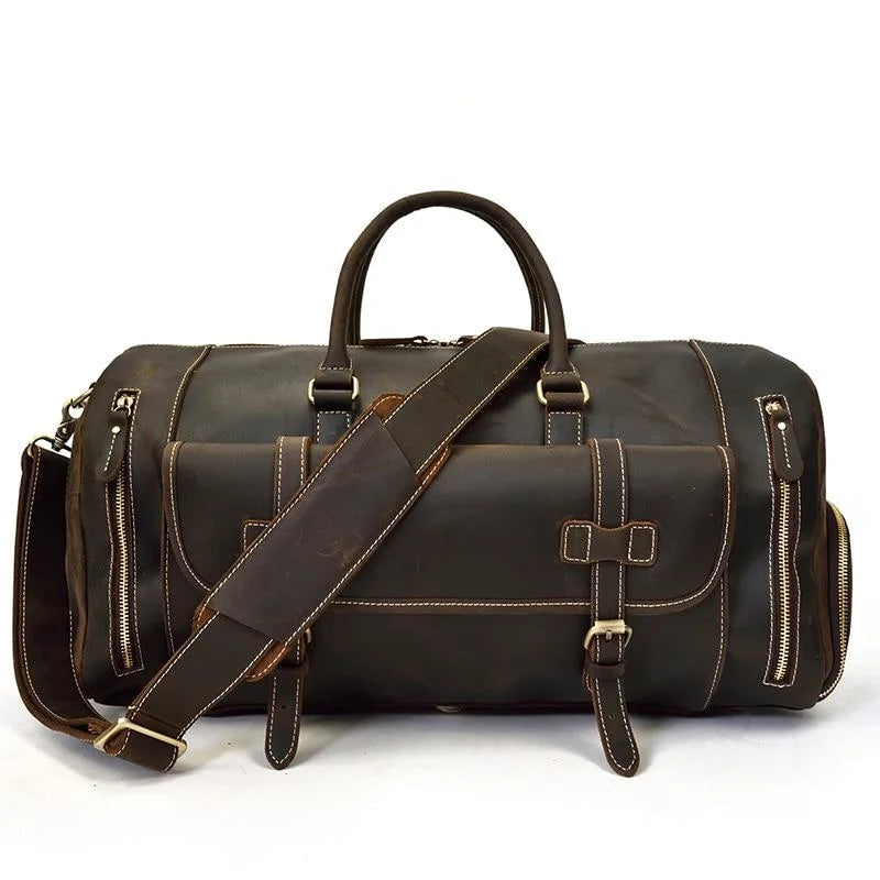 The Bard Weekender | Handmade Leather Duffle Bag 24Hr Smart
