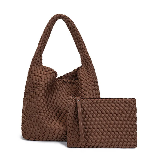 Neoprene Leather Woven Underarm Bag Pure Hand-woven Bags Basket Design Large Capacity Shoulder Bag Commuter Classic Handbag 24Hr Smart