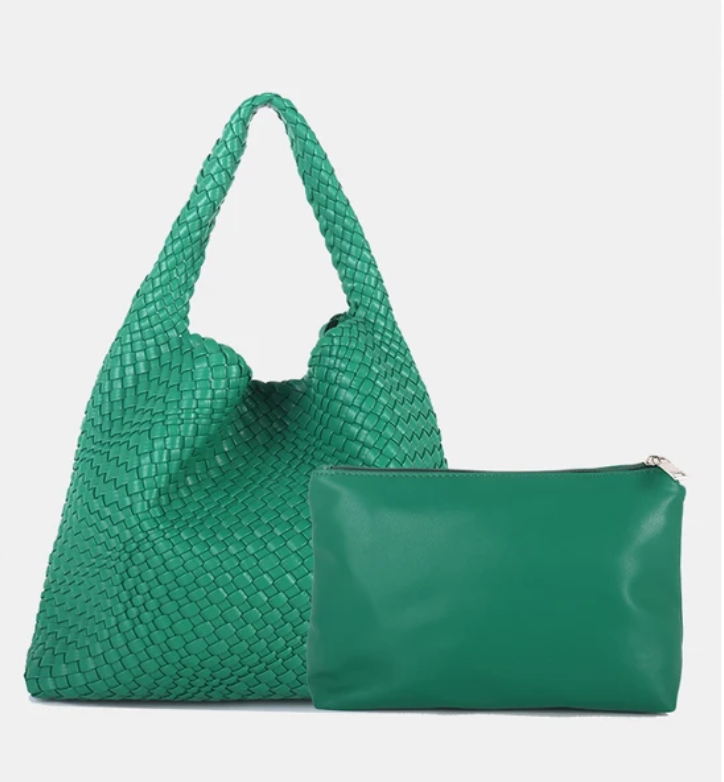 LIKEBAG Fashion Ladies Original Hand Woven Handbag PU Leather Woven Women Large Capacity Tote Bag With Small Bag 24Hr Smart