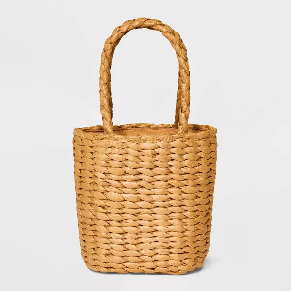 Mini Embellished Straw Bucket Bag 24Hr Smart