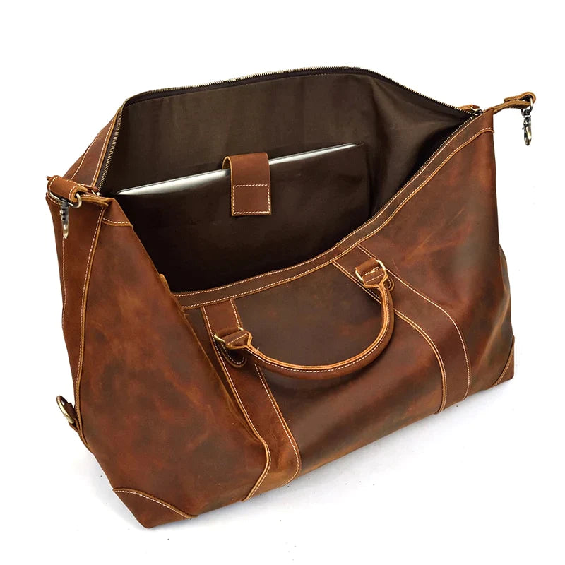 The Eira Duffle Bag | Vintage Leather Weekender 24Hr Smart