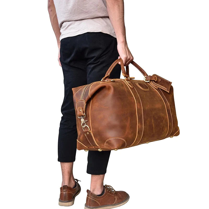 The Eira Duffle Bag | Vintage Leather Weekender 24Hr Smart