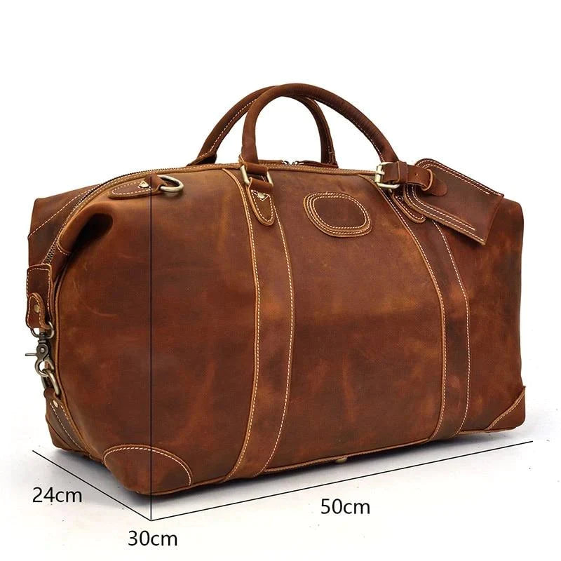 The Eira Duffle Bag | Vintage Leather Weekender 24Hr Smart