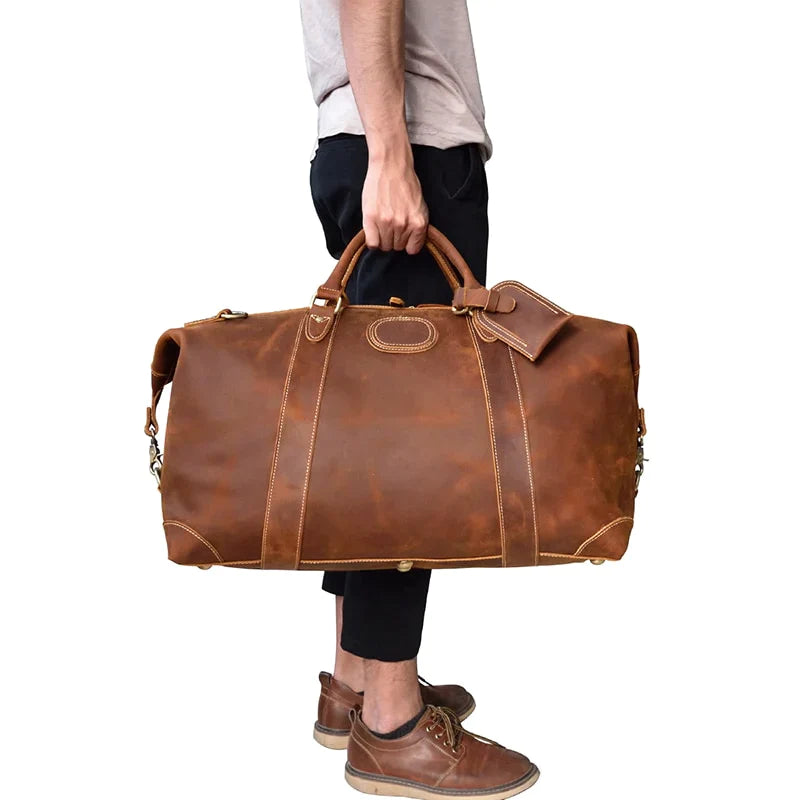 The Eira Duffle Bag | Vintage Leather Weekender 24Hr Smart