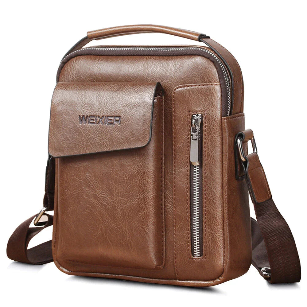 Men's PU Leather Messenger Bag Waterproof Handbag Cross Body Tote Shoulder Satchel 24Hr Smart