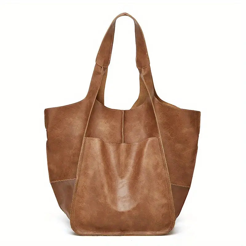 Women PU Leather Handbags Tote Bag Soft Retro Designer Large Capacity 24Hr Smart