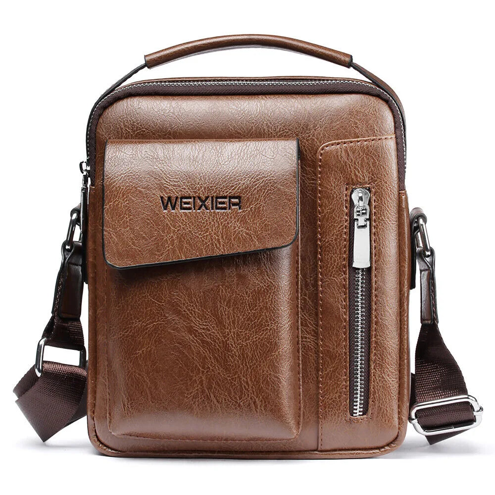 Men's PU Leather Messenger Bag Waterproof Handbag Cross Body Tote Shoulder Satchel 24Hr Smart