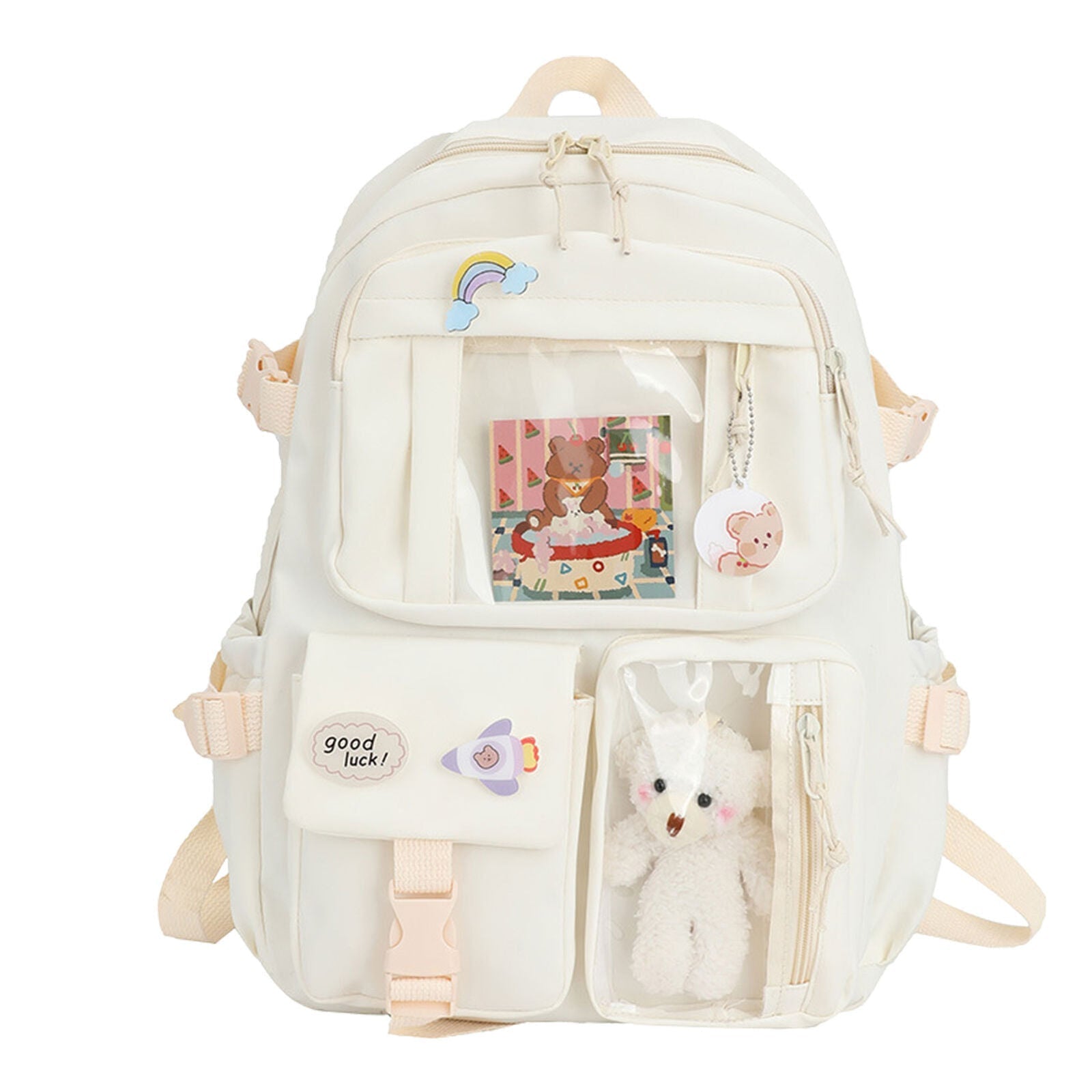 Teens School Backpack Kawaii Cute Bear College Travel Casual Bag for Girls Women 24Hr Smart