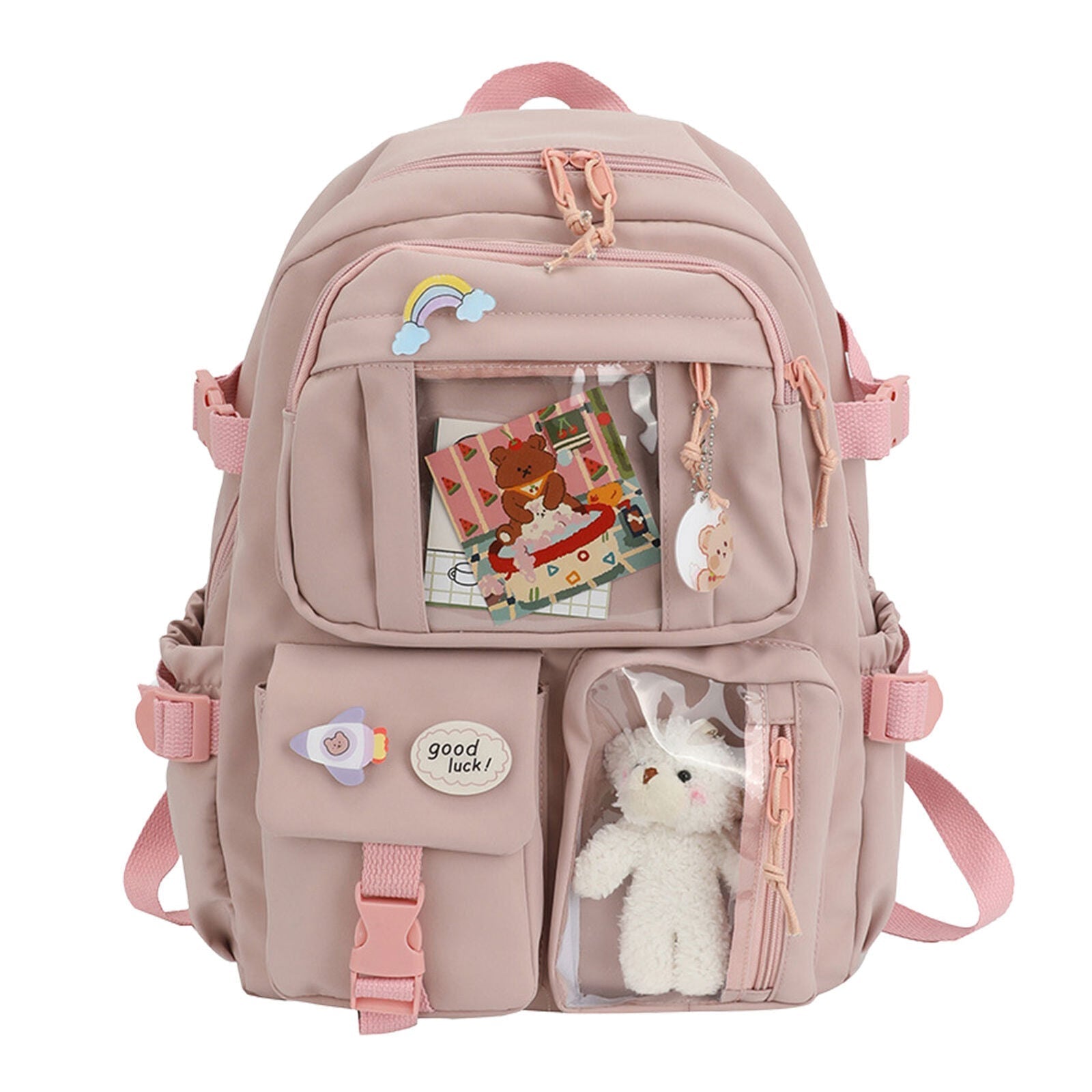 Teens School Backpack Kawaii Cute Bear College Travel Casual Bag for Girls Women 24Hr Smart