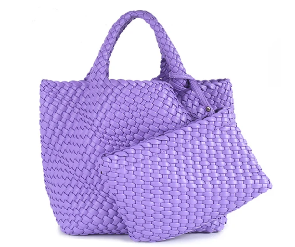 Women PU Leather Knitting Handbag Lady Fashion Classic Tote Female Quality Hand-woven Basket Shoulder Bag Messenger with Purse 24Hr Smart