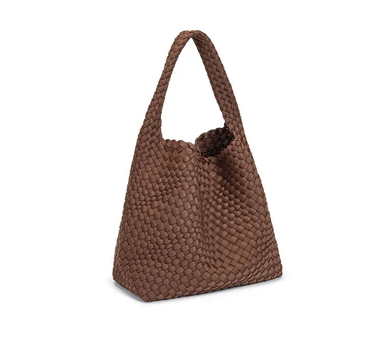 Neoprene Leather Woven Underarm Bag Pure Hand-woven Bags Basket Design Large Capacity Shoulder Bag Commuter Classic Handbag 24Hr Smart