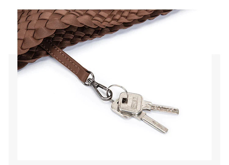 Neoprene Leather Woven Underarm Bag Pure Hand-woven Bags Basket Design Large Capacity Shoulder Bag Commuter Classic Handbag 24Hr Smart