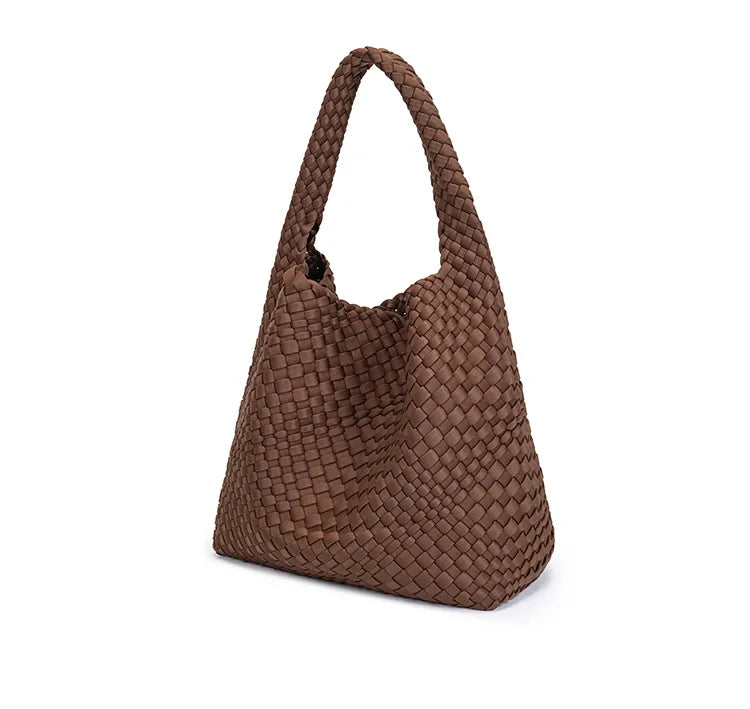 Neoprene Leather Woven Underarm Bag Pure Hand-woven Bags Basket Design Large Capacity Shoulder Bag Commuter Classic Handbag 24Hr Smart