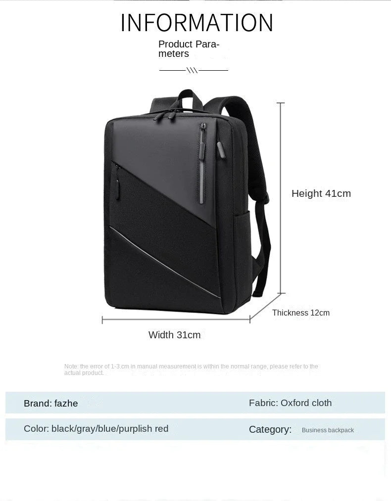 Large Capacity Waterproof Backpack , Casual Fashion Laptop Bag, Wear-Resistant, 24Hr Smart