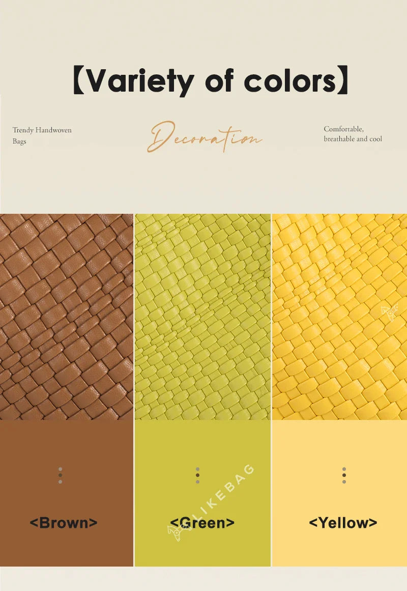 LIKEBAG Fashion Ladies Original Hand Woven Handbag PU Leather Woven Women Large Capacity Tote Bag With Small Bag 24Hr Smart