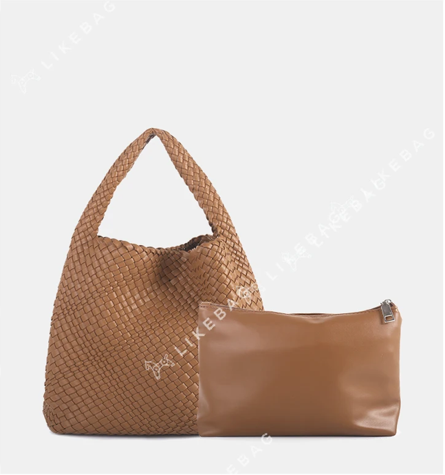 LIKEBAG Fashion Ladies Original Hand Woven Handbag PU Leather Woven Women Large Capacity Tote Bag With Small Bag 24Hr Smart