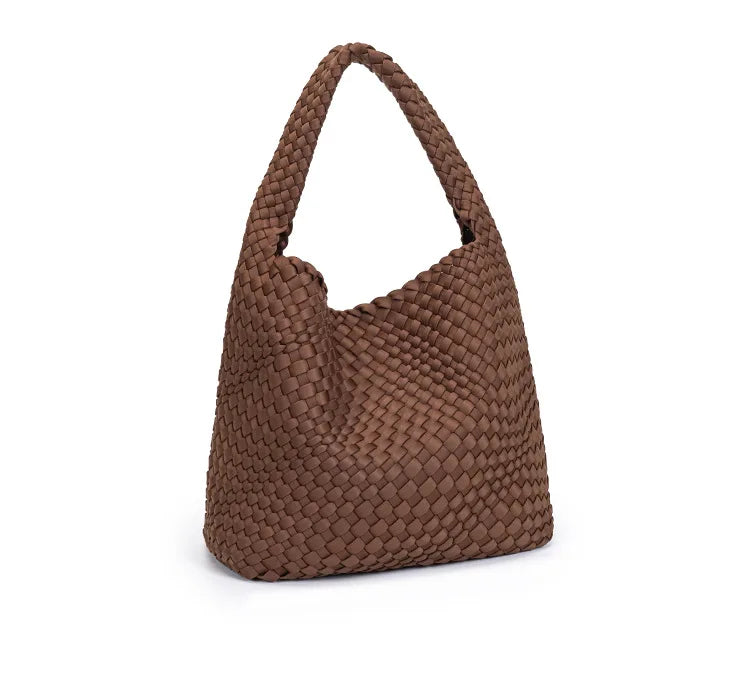 Neoprene Leather Woven Underarm Bag Pure Hand-woven Bags Basket Design Large Capacity Shoulder Bag Commuter Classic Handbag 24Hr Smart