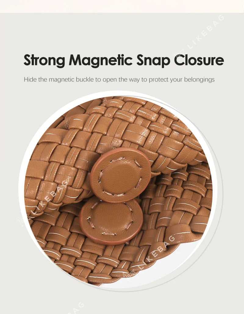 LIKEBAG Fashion Ladies Original Hand Woven Handbag PU Leather Woven Women Large Capacity Tote Bag With Small Bag 24Hr Smart