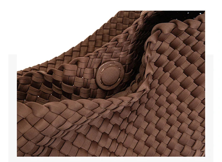 Neoprene Leather Woven Underarm Bag Pure Hand-woven Bags Basket Design Large Capacity Shoulder Bag Commuter Classic Handbag 24Hr Smart