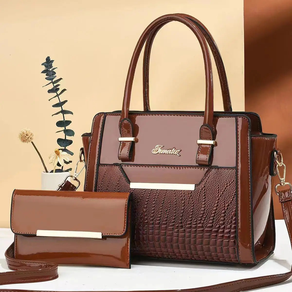 Women Fashion Handbags with large Capacity Crocodile Patterned PU Leather Bag 24Hr Smart