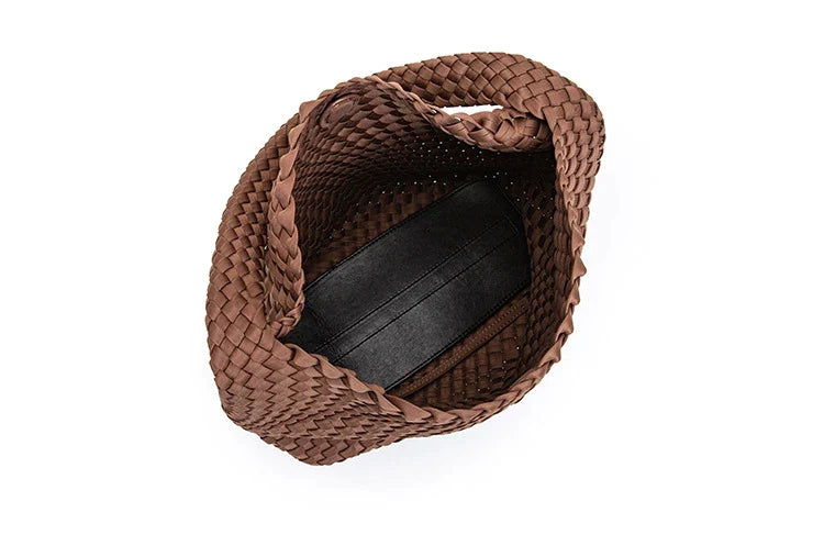 Neoprene Leather Woven Underarm Bag Pure Hand-woven Bags Basket Design Large Capacity Shoulder Bag Commuter Classic Handbag 24Hr Smart