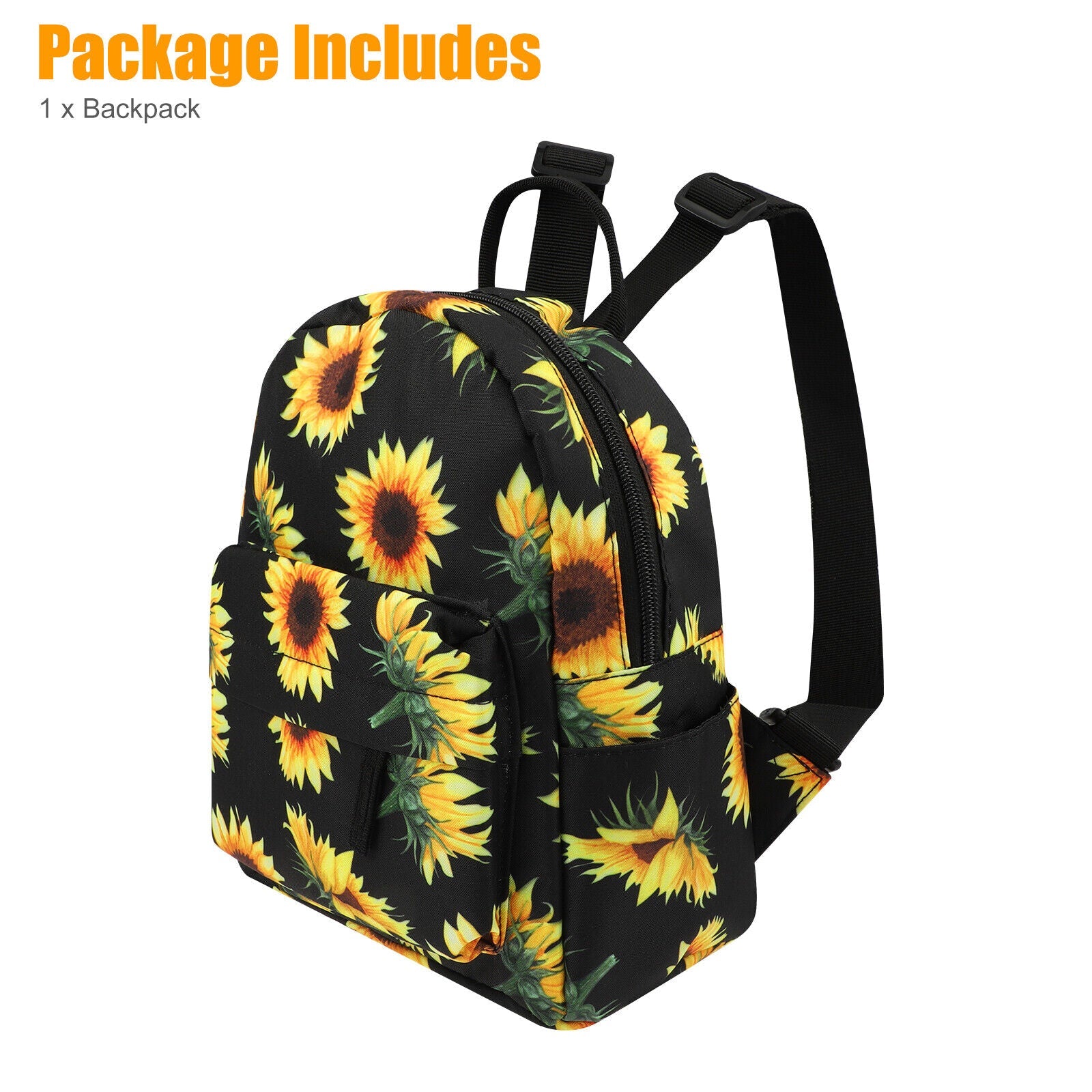 Waterproof Sunflower Backpack Women Purse Shoulder Rucksack Travel Bag Handbag