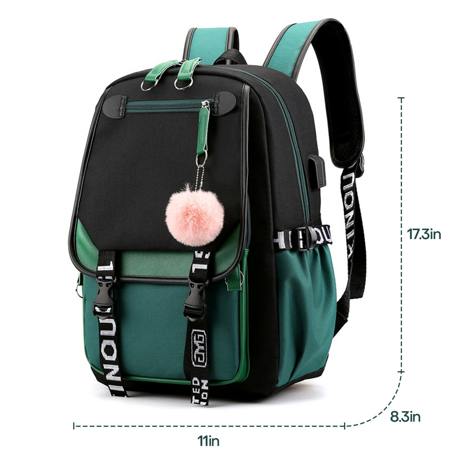 Women School Bag Oxford Waterproof Girls Backpack Rucksack w/ USB Charging Port 24Hr Smart